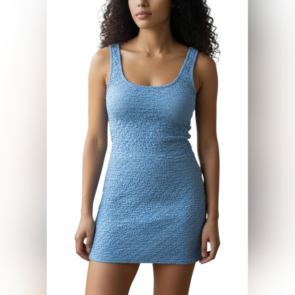 Cotton On Blue Mini Women XL Textured BodyCon Sleeveless Cotton NWT